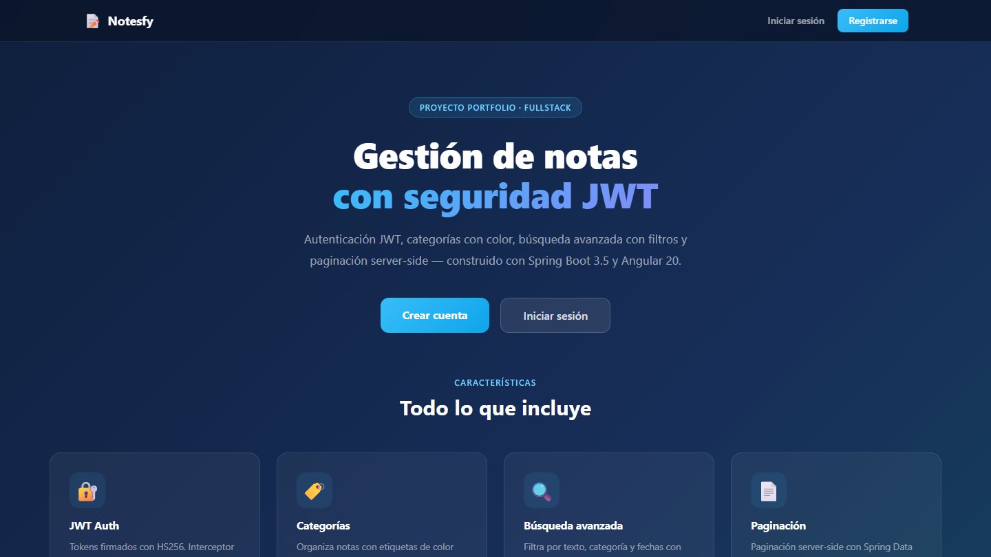 Notesfy - Spring Boot - Angular - Bootstrap - MySQL - JWT